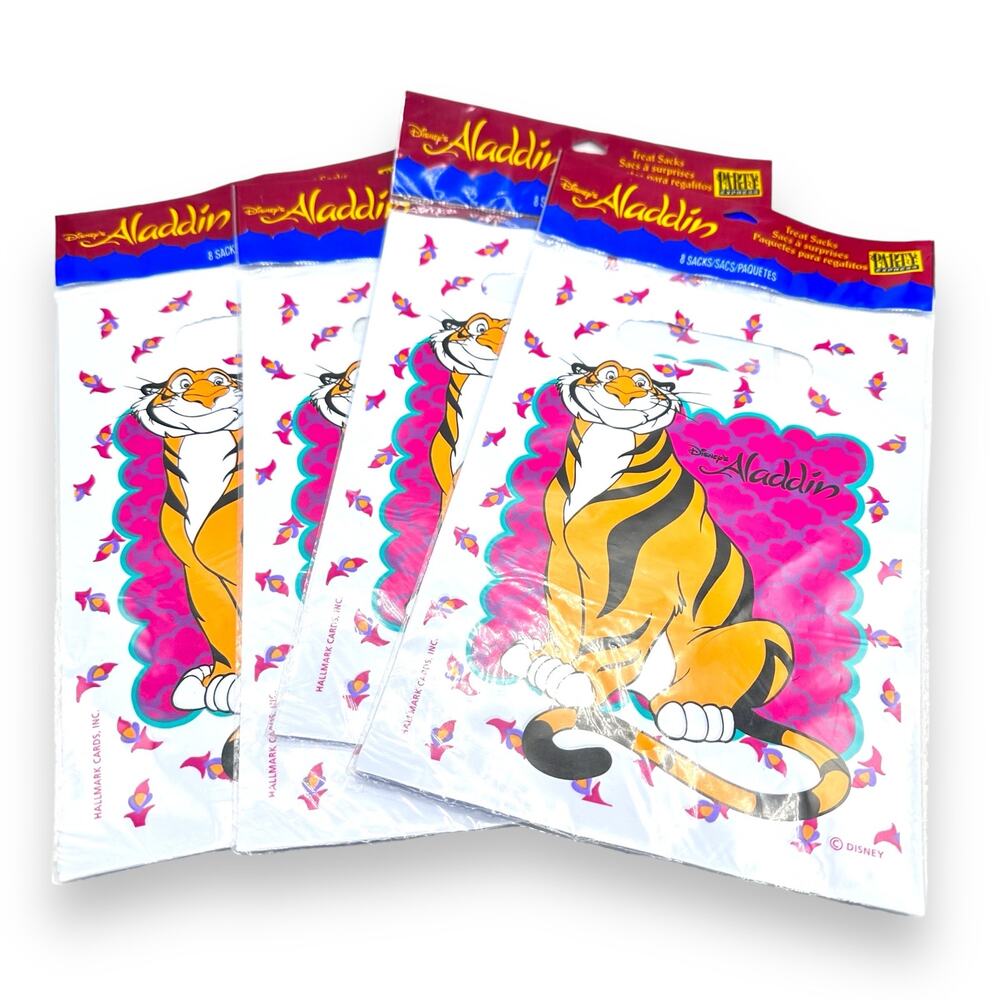 Vintage Disney Aladdin Raja the Tiger Party Treat Bags Lot x 4 NIB